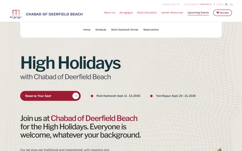 Chabad of Deerfield Beach High Holidays page